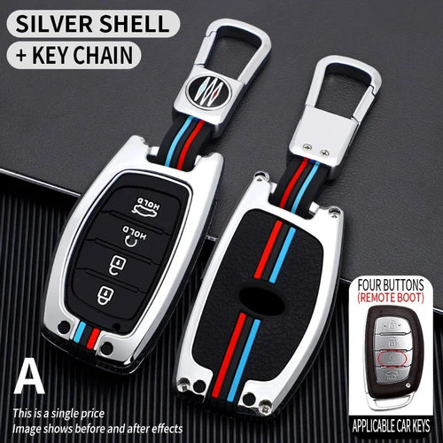 Zinc Alloy + Silicone Car Key Case Cover Fob Holder for Hyundai Tucson