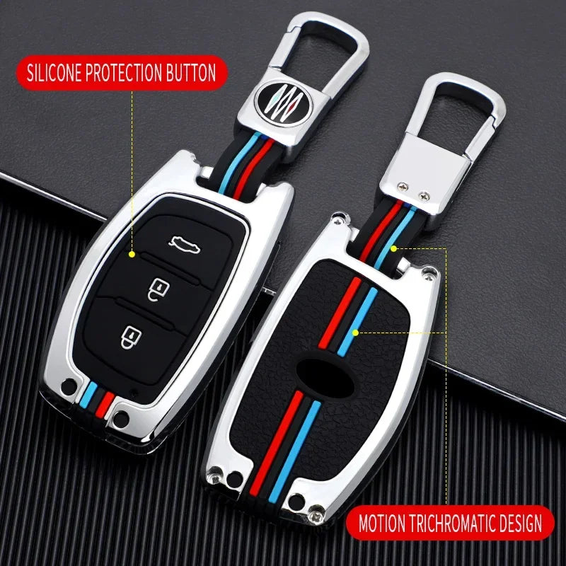 Zinc Alloy + Silicone Car Key Case Cover Fob Holder for Hyundai Tucson