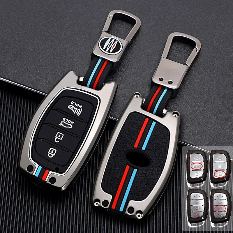 Zinc Alloy + Silicone Car Key Case Cover Fob Holder for Hyundai Tucson
