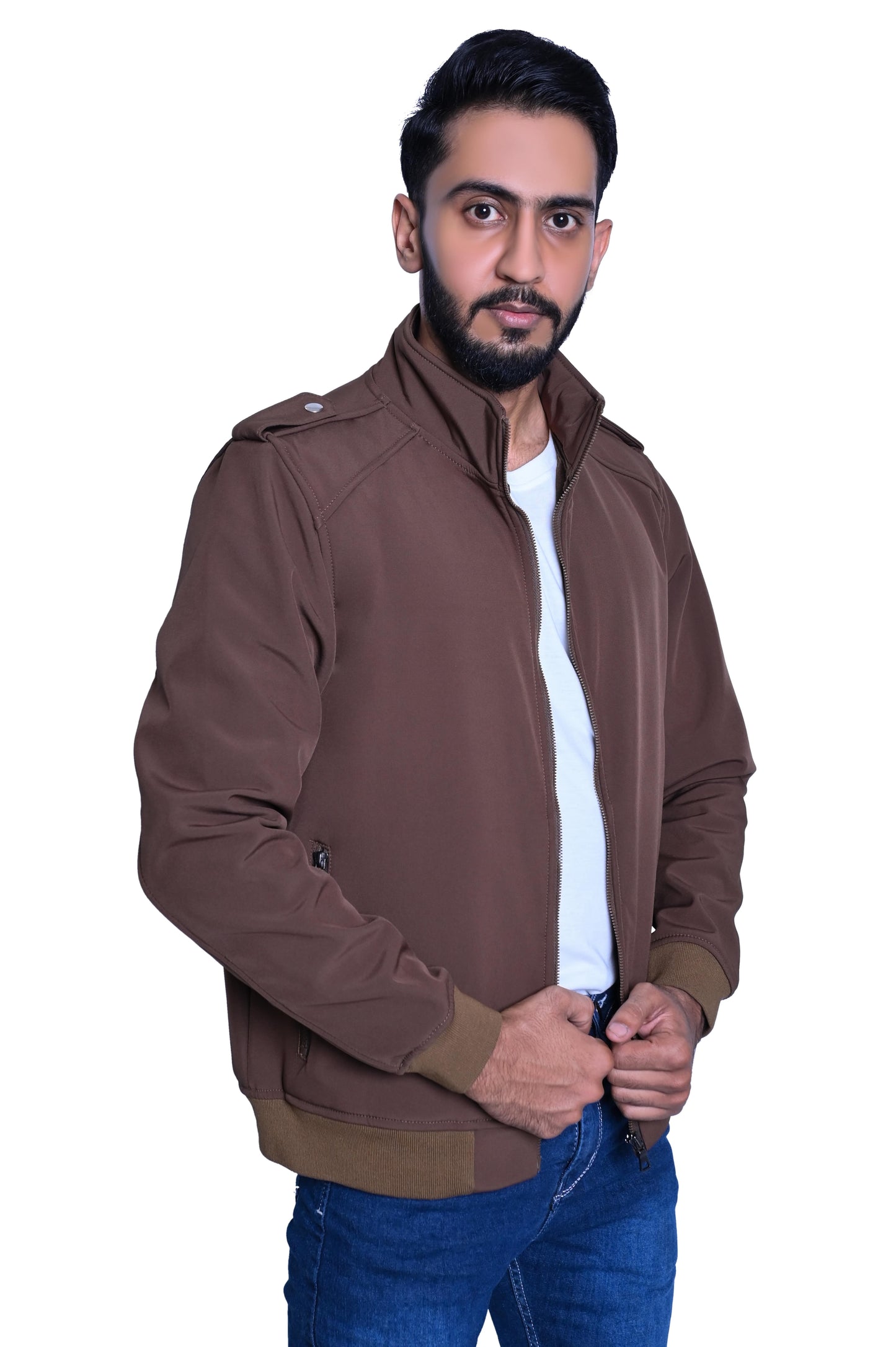 Men's Stylish Brown Jacket with Shoulder Button Flappers