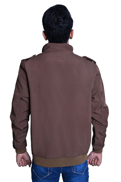 Men's Stylish Brown Jacket with Shoulder Button Flappers