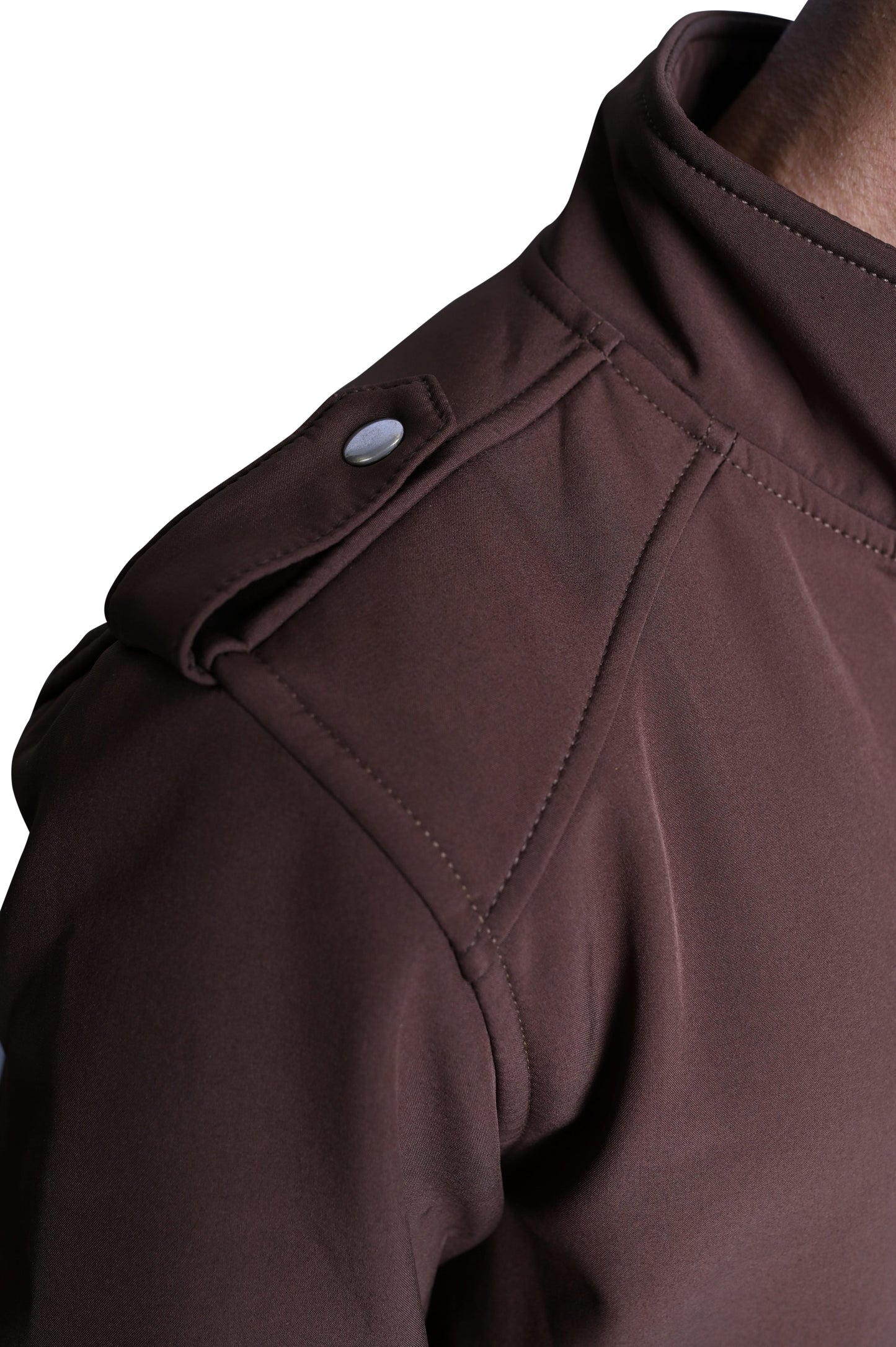 Men's Stylish Brown Jacket with Shoulder Button Flappers
