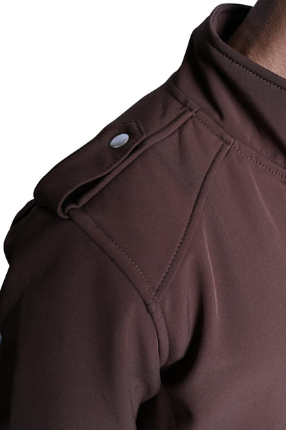 Men's Stylish Brown Jacket with Shoulder Button Flappers