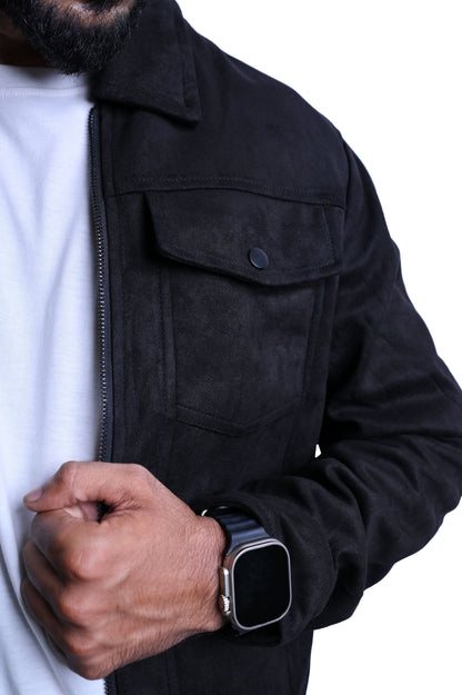 Men's Warm Shearling Jacket with Removable Collar