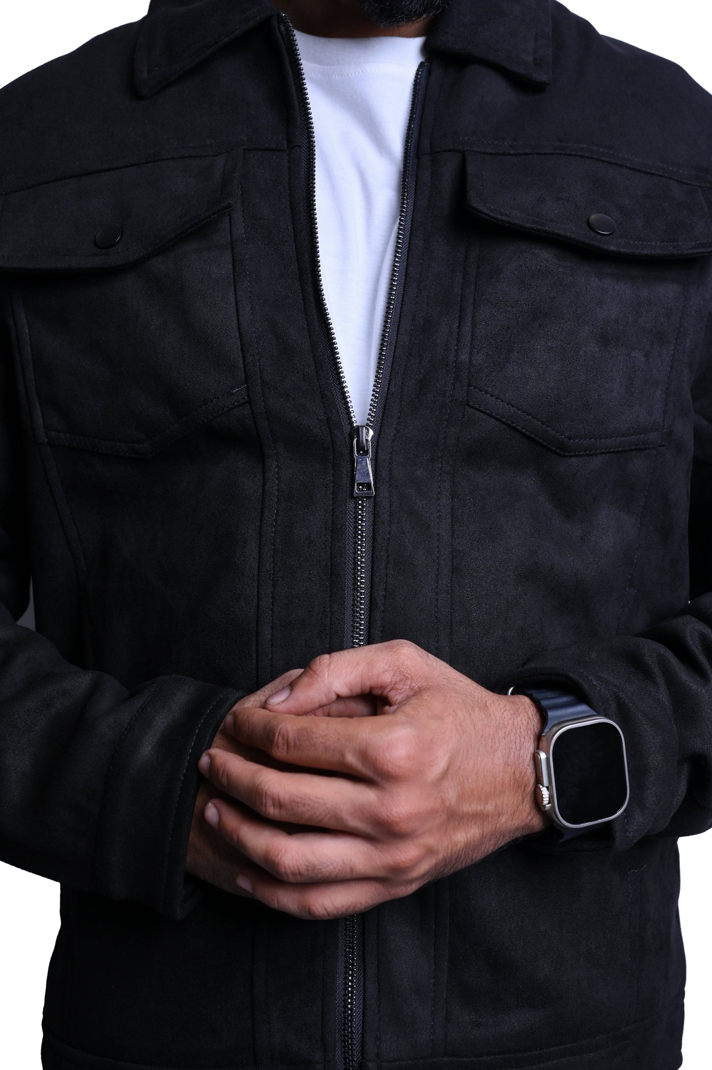 Men's Warm Shearling Jacket with Removable Collar