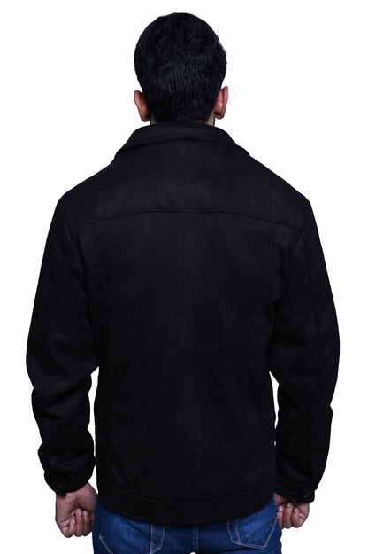 Men's Warm Shearling Jacket with Removable Collar