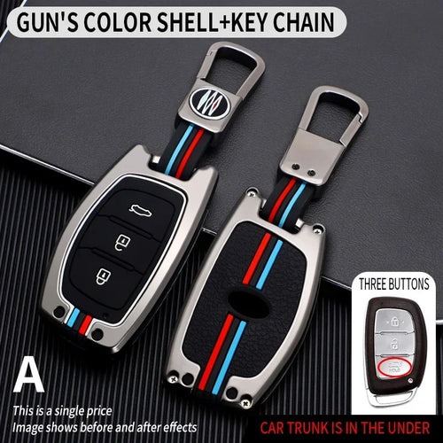 Zinc Alloy + Silicone Car Key Case Cover Fob Holder for Hyundai Tucson
