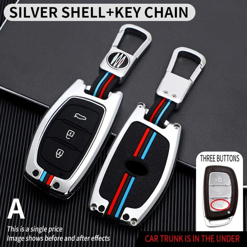 Zinc Alloy + Silicone Car Key Case Cover Fob Holder for Hyundai Tucson