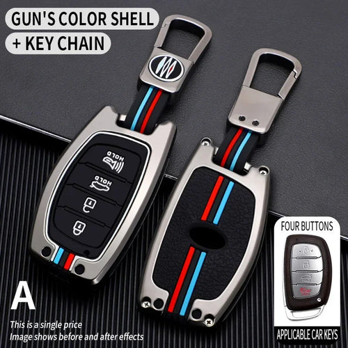 Zinc Alloy + Silicone Car Key Case Cover Fob Holder for Hyundai Tucson